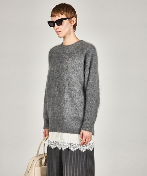 最終値下げ❗️Rosen Kreuz フリンジニット　グレー ミンク加工ニット / Mink-Processed Knit（ニット/セーター）｜PRANK