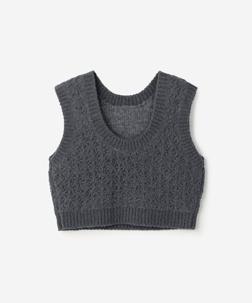 WALANCE(ワランス)の「WALANCE | クロシェ ダブルニットベスト WOMEN(ベスト・レディース・ベージュ系その他/チャコール・F)」の2枚目の写真