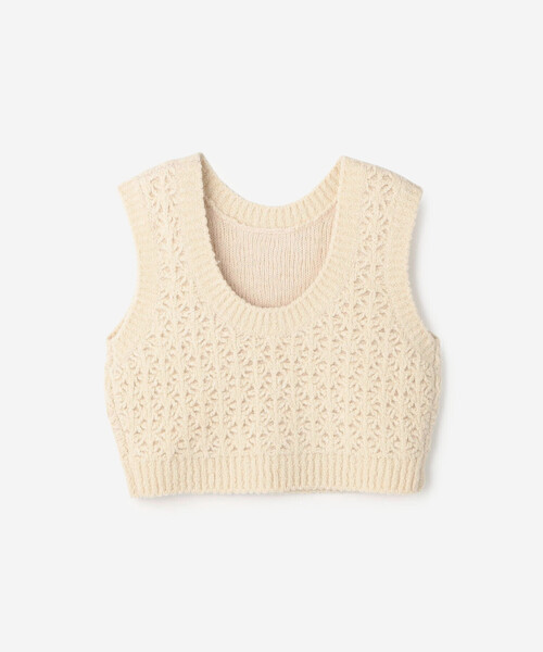 WALANCE(ワランス)の「WALANCE | クロシェ ダブルニットベスト WOMEN(ベスト・レディース・ベージュ系その他/チャコール・F)」の13枚目の写真