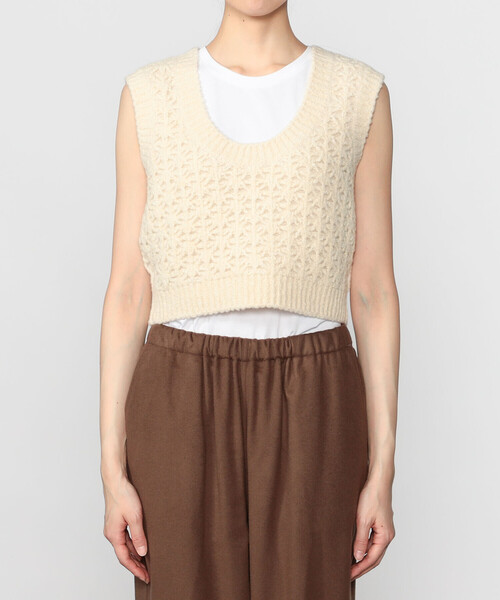 WALANCE(ワランス)の「WALANCE | クロシェ ダブルニットベスト WOMEN(ベスト・レディース・ベージュ系その他/チャコール・F)」の14枚目の写真