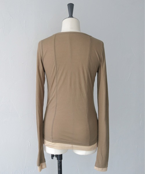 CLEIO（クレイオ）の「【CLEIO】２ピースヘンリーネックセミシアートップス 2-PIECE HENLEY NECK SEMI-SHEER TOP/980-14615（Tシャツ/カットソー・レディース・チャコール/ブラウン・FREE）」の8枚目の写真