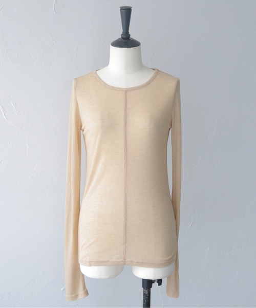 CLEIO（クレイオ）の「【CLEIO】２ピースヘンリーネックセミシアートップス 2-PIECE HENLEY NECK SEMI-SHEER TOP/980-14615（Tシャツ/カットソー・レディース・チャコール/ブラウン・FREE）」の9枚目の写真