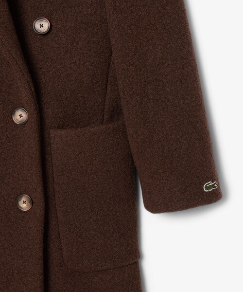 ラコステ　ブラウン ヘリンボーン チェスターコート　US S サイズ LACOSTE（ラコステ）の「ダブルブレストバージンウールロングコート