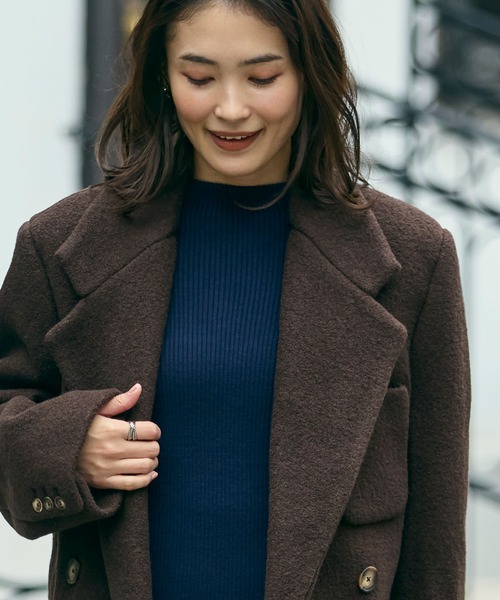 セール】ダブルブレストバージンウールロングコート（チェスターコート