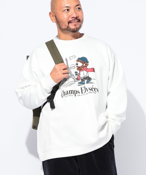 B&T CLUB(ビーティークラブ)の「スウェット メンズ 大きいサイズ オジーダンボールMIX サガラ刺繍 クルーネック トレーナー B&T CLUB ビーアンドティークラブ(Tシャツ/カットソー・メンズ・B/A/C/D・X1(3L~4L)/X2(4L~5L)/X3(6L~7L))」の3枚目の写真