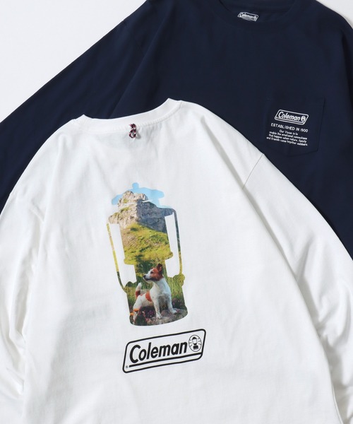 COLEMAN（コールマン）の「2025AW Coleman/コールマン ランタンワンポイント刺繍/ランタンバックプリント ポケット付 ロングスリーブTシャツ レディース メンズ（Tシャツ/カットソー・メンズ・オフホワイト/ブラック/ホワイト系その他/ネイビー・M/L/LL）」の3枚目の写真
