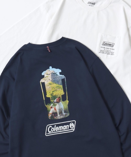 COLEMAN（コールマン）の「2025AW Coleman/コールマン ランタンワンポイント刺繍/ランタンバックプリント ポケット付 ロングスリーブTシャツ レディース メンズ（Tシャツ/カットソー・メンズ・オフホワイト/ブラック/ホワイト系その他/ネイビー・M/L/LL）」の4枚目の写真