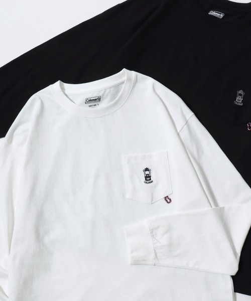 COLEMAN（コールマン）の「2025AW Coleman/コールマン ランタンワンポイント刺繍/ランタンバックプリント ポケット付 ロングスリーブTシャツ レディース メンズ（Tシャツ/カットソー・メンズ・オフホワイト/ブラック/ホワイト系その他/ネイビー・M/L/LL）」の2枚目の写真