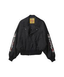 ヒステリックグラマー CIRCLE WOMAN HEADナイロン×ニットブルゾン