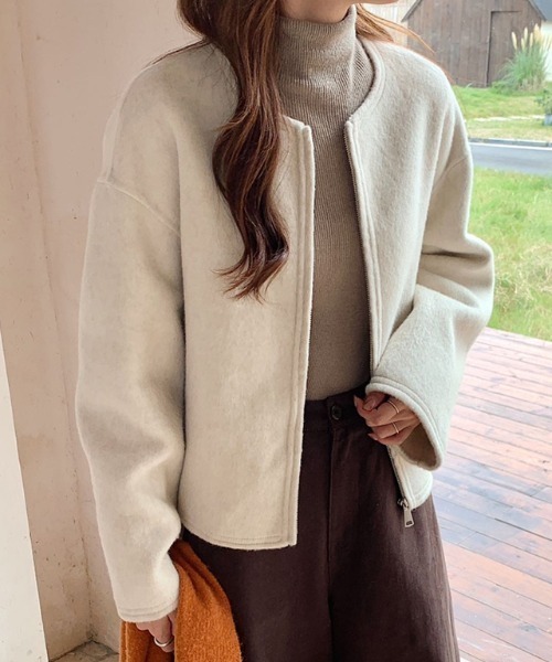 セール】ノーカラージャケット ドロップショルダー ブルゾン ノー