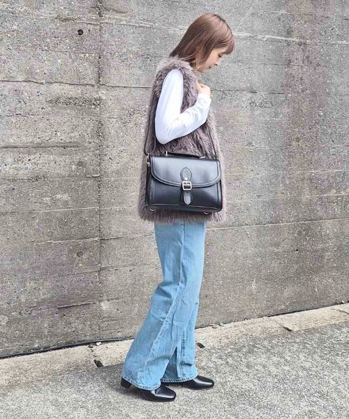 Bleu Bleuet(ブルーブルーエ)の「ラウンド3Wayサッチェルバッグ(ショルダーバッグ・レディース・ダークブラウン/ブラック/ベージュ・FREE)」の13枚目の写真