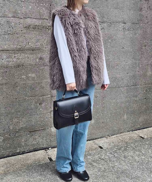Bleu Bleuet(ブルーブルーエ)の「ラウンド3Wayサッチェルバッグ(ショルダーバッグ・レディース・ダークブラウン/ブラック/ベージュ・FREE)」の16枚目の写真