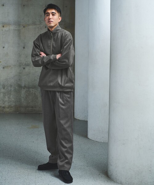 green label relaxing（グリーンレーベルリラクシング）の「WONDER CLOTH ハーフジップ プルオーバー -ストレッチ-（Tシャツ/カットソー・メンズ・グレー/ダークブラウン/ダークグレー・S/M/L/XL）」の5枚目の写真