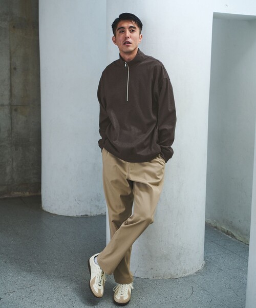 green label relaxing（グリーンレーベルリラクシング）の「WONDER CLOTH ハーフジップ プルオーバー -ストレッチ-（Tシャツ/カットソー・メンズ・グレー/ダークブラウン/ダークグレー・S/M/L/XL）」の6枚目の写真