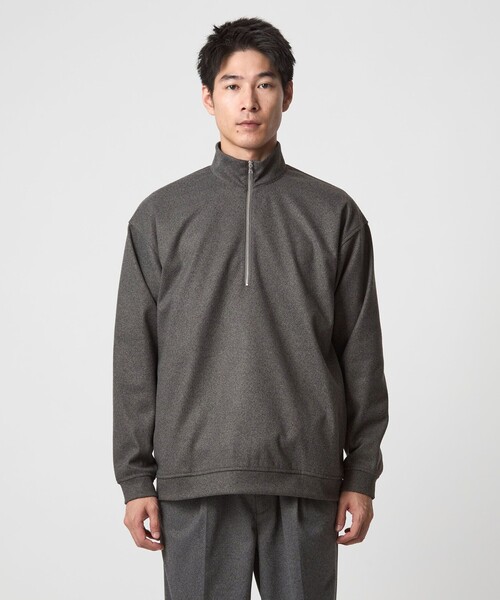 green label relaxing（グリーンレーベルリラクシング）の「WONDER CLOTH ハーフジップ プルオーバー -ストレッチ-（Tシャツ/カットソー・メンズ・グレー/ダークブラウン/ダークグレー・S/M/L/XL）」の12枚目の写真