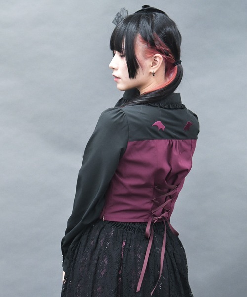 NIBBLE POISON(ニブルポイズン)の「ガータービスチェデザインブラウス(シャツ/ブラウス・レディース・パープル/ブラック/ホワイト・MEDIUM)」の8枚目の写真