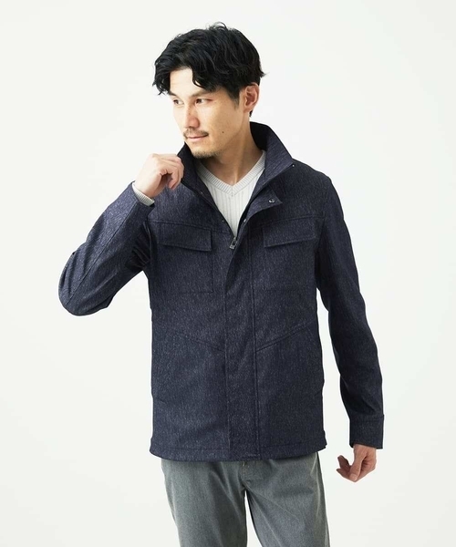 MK MICHEL KLEIN HOMME （エムケーミッシェルクランオム）の「【ライナー付き / 撥水 / ストレッチ】 COMFUN CLOTH(コンファンクロス） フード付ブルゾン（モッズコート・メンズ・ブルー/ブラック・48/46/51）」の7枚目の写真