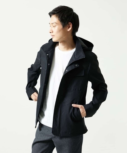 MK MICHEL KLEIN HOMME （エムケーミッシェルクランオム）の「【ライナー付き / 撥水 / ストレッチ】 COMFUN CLOTH(コンファンクロス） フード付ブルゾン（モッズコート・メンズ・ブルー/ブラック・48/46/51）」の11枚目の写真