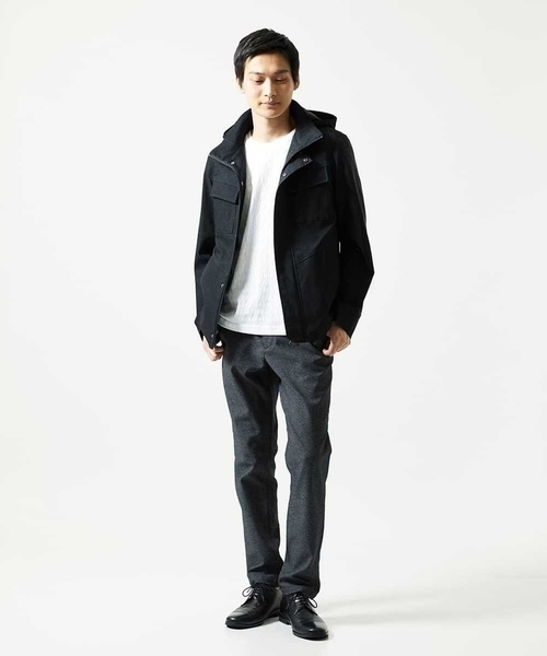 MK MICHEL KLEIN HOMME （エムケーミッシェルクランオム）の「【ライナー付き / 撥水 / ストレッチ】 COMFUN CLOTH(コンファンクロス） フード付ブルゾン（モッズコート・メンズ・ブルー/ブラック・48/46/51）」の12枚目の写真