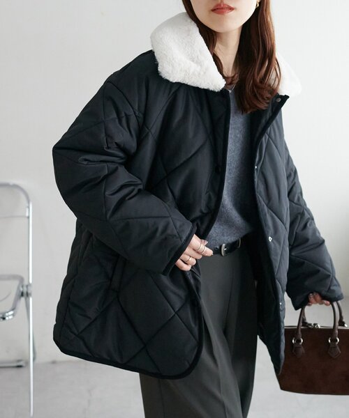 セール】【WEB限定】襟ファーキルトジャケット（ブルゾン）｜DISCOAT