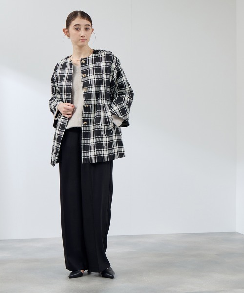 QUEENS COURT（クイーンズコート）の「ナチュレッチセンタープレスワイドパンツ≪手洗い可能≫（その他パンツ・レディース・ダークグレー/ブラック・L/M）」の7枚目の写真