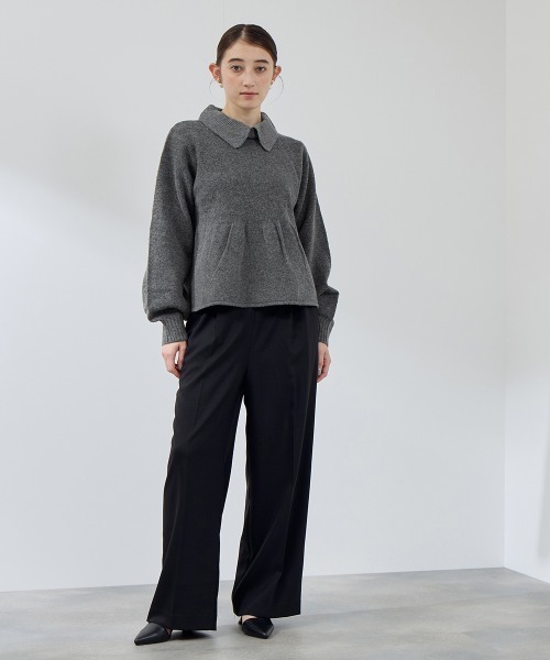 QUEENS COURT（クイーンズコート）の「ナチュレッチセンタープレスワイドパンツ≪手洗い可能≫（その他パンツ・レディース・ダークグレー/ブラック・L/M）」の10枚目の写真