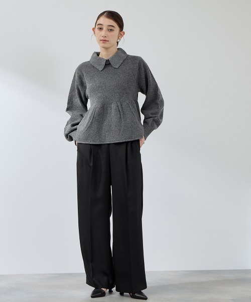 QUEENS COURT（クイーンズコート）の「ナチュレッチセンタープレスワイドパンツ≪手洗い可能≫（その他パンツ・レディース・ダークグレー/ブラック・L/M）」の11枚目の写真