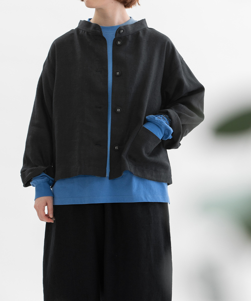 HYKE / ハイク | 2022SS | PLAID GATHERED SHIR / バンドカラー ギャザー フライフロント シャツ ブラウス | 1 | ブラック | レディース HYKE - HYKE / ハイク | 2022SS | PLAID GATHERED SHIR / バンドカラー