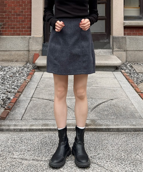 LE MORE（リモア）の「フェイクウールコクーンミニスカート（スカート・レディース・ブラック/チャコール・FREE）」の15枚目の写真