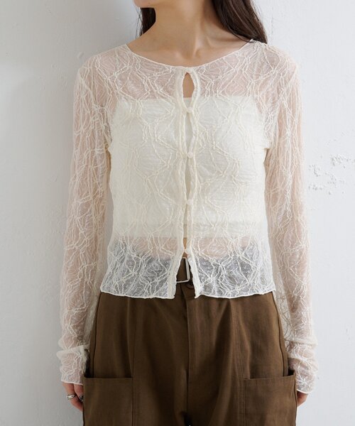 CHONO バックレースカーディガン セール】カットレースカーディガン（カーディガン/ボレロ）｜Kastane