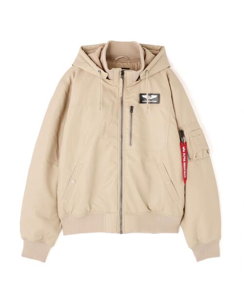 Alpha Industries/アルファ インダストリーズ/FAUX LEATHER HOODED RIB