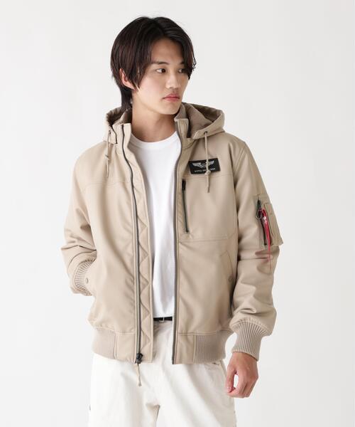 Alpha Industries(アルファインダストリーズ)の「Alpha Industries/アルファ インダストリーズ/FAUX LEATHER HOODED RIB FLIGHT JACKET/フォーレザー フード リブ フライトジャケット(ブルゾン・メンズ・ブラック/カーキ・L/M/2XL/XL)」の22枚目の写真