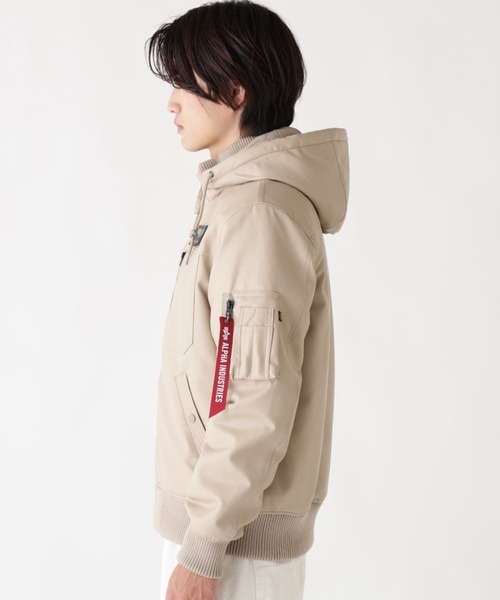 Alpha Industries(アルファインダストリーズ)の「Alpha Industries/アルファ インダストリーズ/FAUX LEATHER HOODED RIB FLIGHT JACKET/フォーレザー フード リブ フライトジャケット(ブルゾン・メンズ・ブラック/カーキ・L/M/2XL/XL)」の5枚目の写真