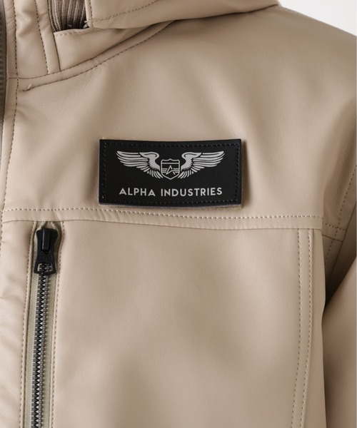 Alpha Industries(アルファインダストリーズ)の「Alpha Industries/アルファ インダストリーズ/FAUX LEATHER HOODED RIB FLIGHT JACKET/フォーレザー フード リブ フライトジャケット(ブルゾン・メンズ・ブラック/カーキ・L/M/2XL/XL)」の9枚目の写真