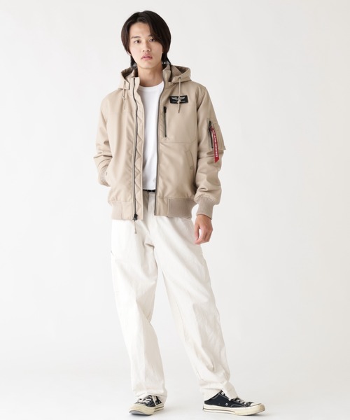 Alpha Industries(アルファインダストリーズ)の「Alpha Industries/アルファ インダストリーズ/FAUX LEATHER HOODED RIB FLIGHT JACKET/フォーレザー フード リブ フライトジャケット(ブルゾン・メンズ・ブラック/カーキ・L/M/2XL/XL)」の16枚目の写真