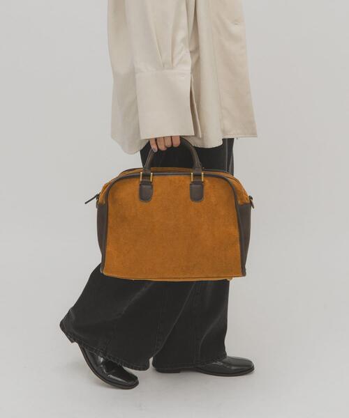 KBF(ケイビーエフ)の「パイルボストンBAG(ボストンバッグ・レディース・キャメル/チャコールグレー・ONE)」の5枚目の写真