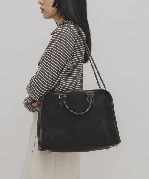 KBF(ケイビーエフ)の「パイルボストンBAG(ボストンバッグ・レディース・キャメル/チャコールグレー・ONE)」の13枚目の写真