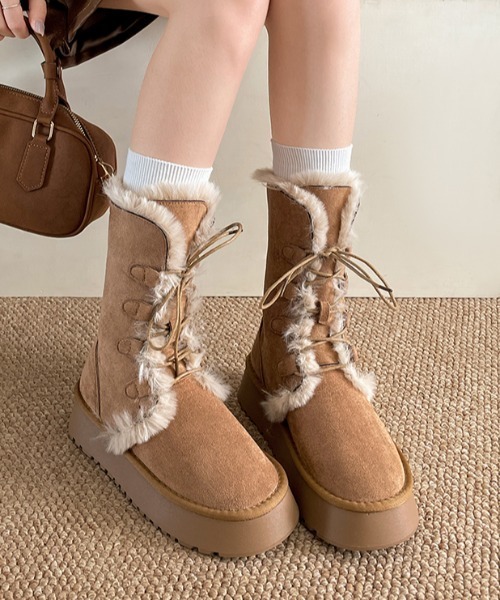 Vipoa（ヴィポア）の「Lace up camel boa boots（ブーツ・レディース・ベージュ・LARGE/MEDIUM/SMALL）」の20枚目の写真