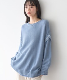 earth music&amp;ecology アース トップス レディース ニット 青 earth music&ecology（アースミュージックアンドエコロジー）の「配色