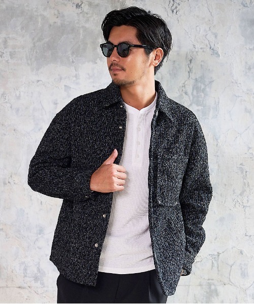 BENUSTA(ベヌスタ)の「『BENUSTA/ベヌスタ』ツイードMIXジャケット【GC】(ブルゾン・メンズ・ブラック・M/L)」の1枚目の写真