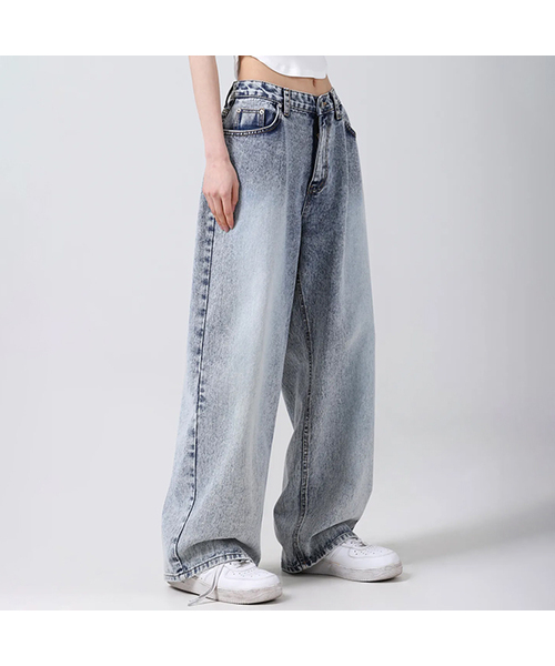 this is wide denim pants snow BLUE 【公式通販】