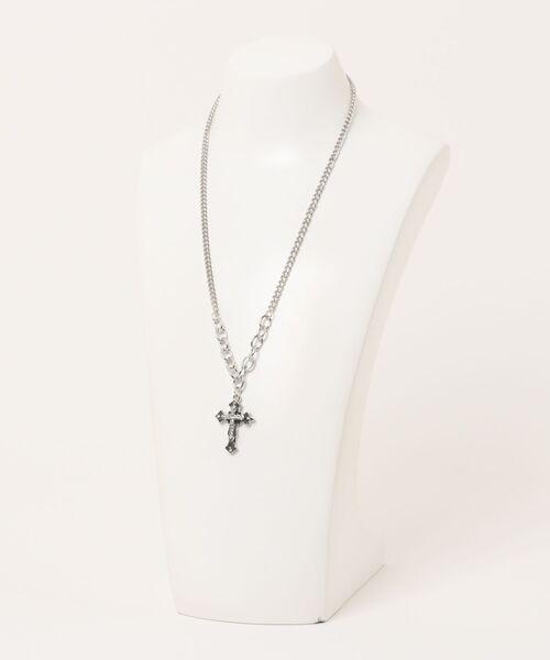 UP START（アップスタート）の「ボリュームクロスネックレス(RO)（ネックレス・レディース・シルバー・FREE）」の6枚目の写真