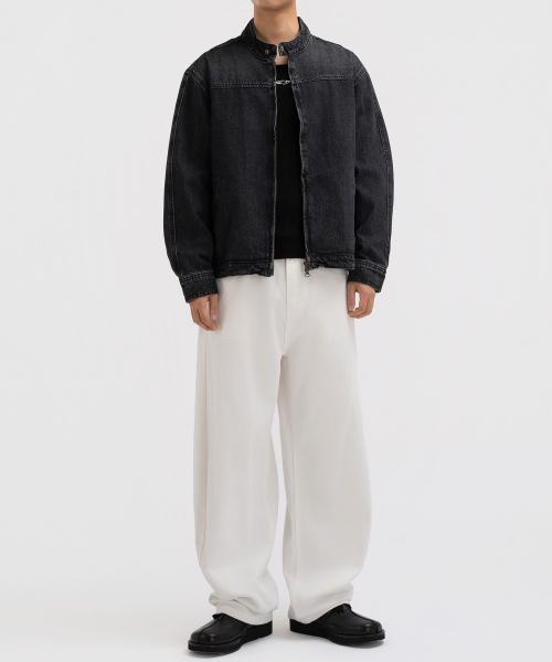 UNDEROFF(アンダーオフ)の「ウォッシングクロップデニムバイカージャケットブラック(デニムジャケット・メンズ・ブラック・MEDIUM/LARGE/X-LARGE)」の2枚目の写真