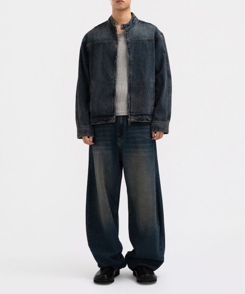 UNDEROFF(アンダーオフ)の「ウォッシングクロップデニムバイカージャケットブラック(デニムジャケット・メンズ・ブラック・MEDIUM/LARGE/X-LARGE)」の7枚目の写真