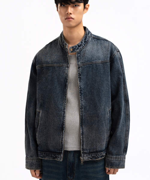 UNDEROFF(アンダーオフ)の「ウォッシングクロップデニムバイカージャケットブラック(デニムジャケット・メンズ・ブラック・MEDIUM/LARGE/X-LARGE)」の9枚目の写真