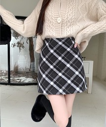 チェック Aラインミニスカート