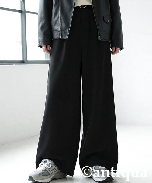 antiqua(アンティカ)の「裏起毛 ジョーゼット ワイドパンツ(その他パンツ・レディース・グレー/ホワイト系その他/ブラック/ウッド/ベージュ/ブラウン系その他・ONESIZE)」の3枚目の写真