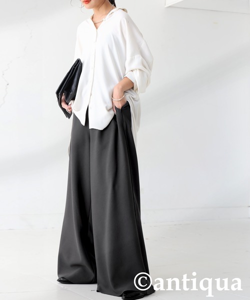 antiqua(アンティカ)の「裏起毛 ジョーゼット ワイドパンツ(その他パンツ・レディース・グレー/ホワイト系その他/ブラック/ウッド/ベージュ/ブラウン系その他・ONESIZE)」の18枚目の写真