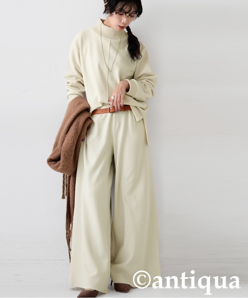 antiqua(アンティカ)の「裏起毛 ジョーゼット ワイドパンツ(その他パンツ・レディース・グレー/ホワイト系その他/ブラック/ウッド/ベージュ/ブラウン系その他・ONESIZE)」の8枚目の写真