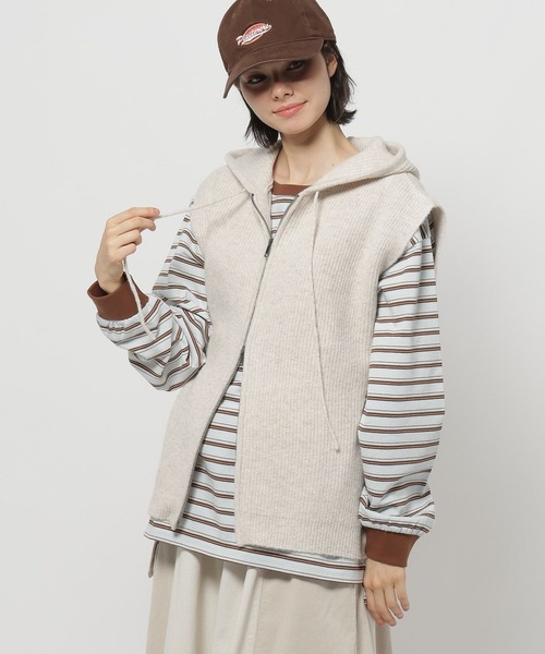 セール】ZIPニットフーディベスト（ニット/セーター）｜niko and